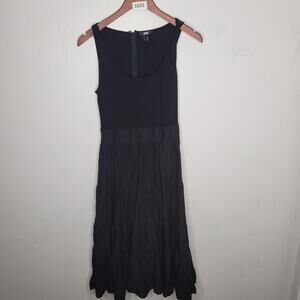 Paige Dress Womens Size‎ Small Tank Tiered Broomstick Ballet Ruffles Midi Black